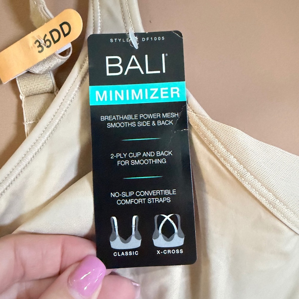 Bali Minimizer Bra Nude DF1005 Underwire Convertible Straps 36DD NEW - Picture 4 of 10